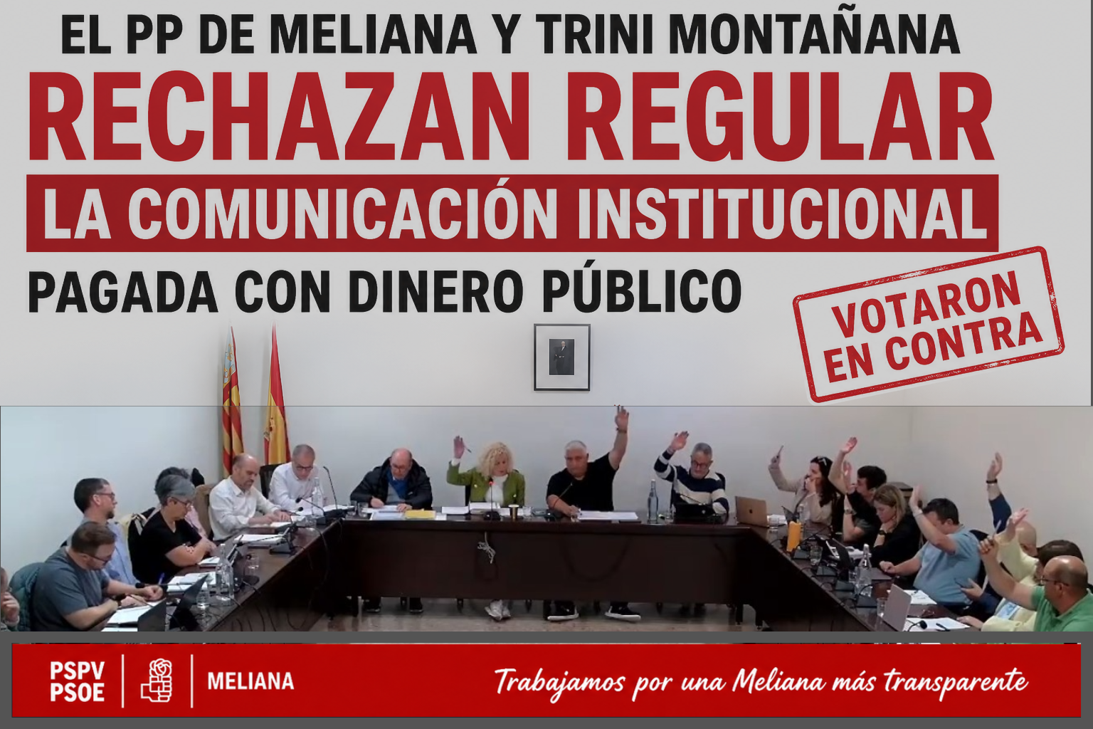 votación pleno Meliana PP rechaza comunicación institucional dinero público